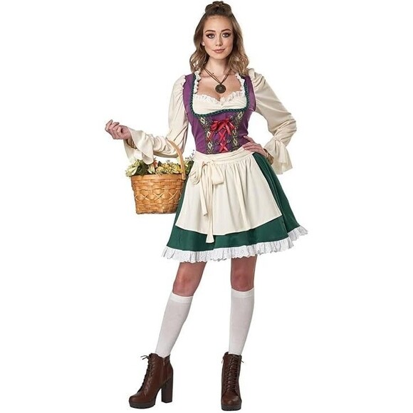 Beer Garden Girl Oktoberfest Adult Costume XS Extra Small Halloween Fancy Dress - Picture 4 of 5